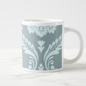 Rococo Damask Kunst I Eendenei Blauw+Turquoise Extra Grote Beker (Rechts)