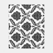 Rococo Damask Lg Pattern Black on White Fleece Deken (Voorkant)
