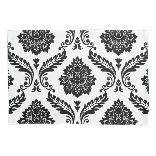 Rococo Damask Lg Pattern Black on White Kussensloop (Voorkant)