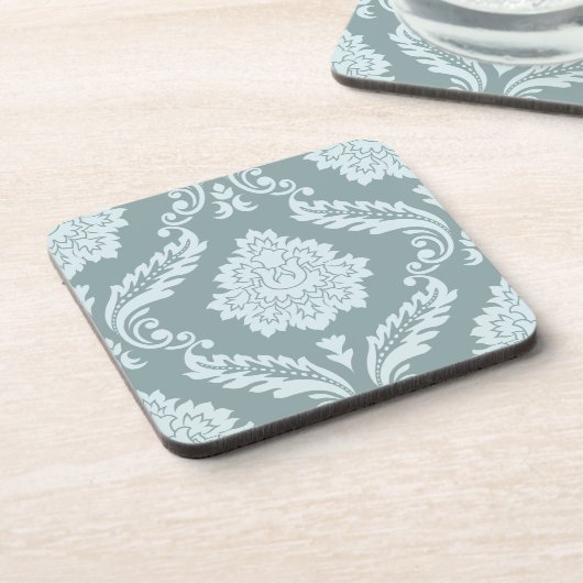 Rococo Damask Lg Pattern Duck Egg Blue+Teal Bier Onderzetter (Linkerzijde)