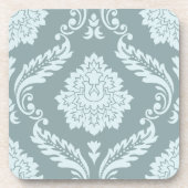 Rococo Damask Lg Pattern Duck Egg Blue+Teal Bier Onderzetter (Voorkant)
