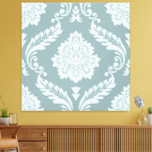 Rococo Damask Lg Pattern Duck Egg Blue+Teal Canvas Afdruk (Insitu (Woonkamer))