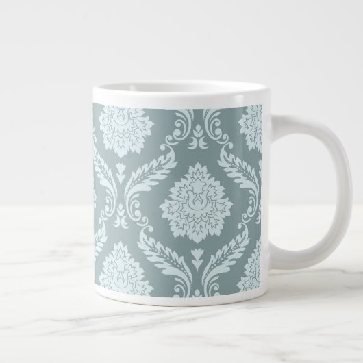 Rococo Damask Lg Pattern Duck Egg Blue+Teal Extra Grote Beker (Rechts)