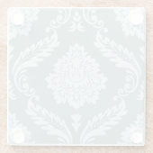 Rococo Damask Lg Pattern Duck Egg Blue+Teal Glazen Onderzetter (Achterkant)