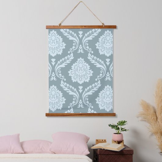 Rococo Damask Lg Pattern Duck Egg Blue+Teal Hangend Wandkleed (Slaapkamer)