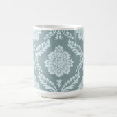 Rococo Damask Lg Pattern Duck Egg Blue+Teal Koffiemok (Center)