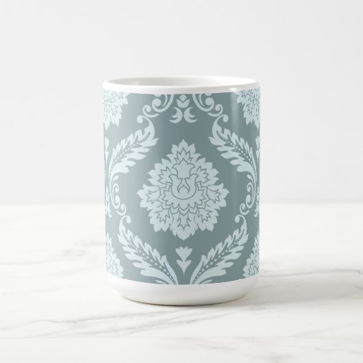Rococo Damask Lg Pattern Duck Egg Blue+Teal Koffiemok (Center)
