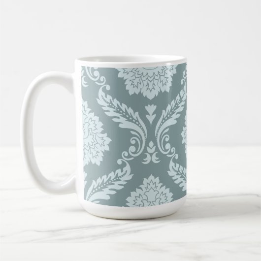 Rococo Damask Lg Pattern Duck Egg Blue+Teal Koffiemok (Links)