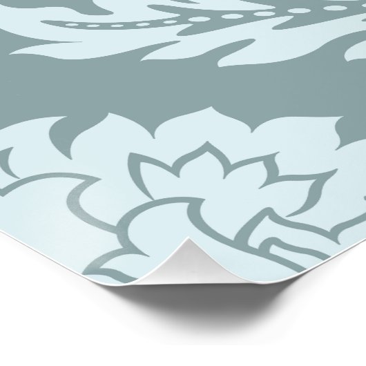 Rococo Damask Lg Pattern Duck Egg Blue+Teal Perfect Poster (Hoek)