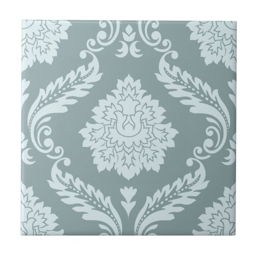 Rococo Damask Lg Pattern Duck Egg Blue+Teal Tegeltje (Voorkant)