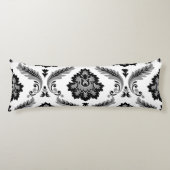 Rococo Damask Lg Pattern Grey Black White Lichaamskussen (Voorkant)