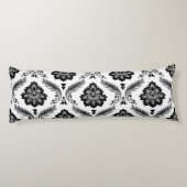 Rococo Damask Lg Pattern Grey Black White Lichaamskussen (Achterkant)