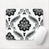 Rococo Damask Lg Pattern Grey Black White Muismat (Met muis)