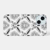 Rococo Damask Line Pattern Black on White (Verso Horizontal)