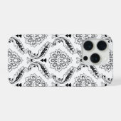 Rococo Damask Line Pattern Black on White (Verso Horizontal)