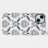 Rococo Damask Line Pattern Black on White (Verso Horizontal)