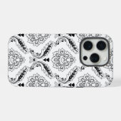 Rococo Damask Line Pattern Black on White (Verso Horizontal)