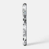 Rococo Damask Line Pattern Black on White iPhone 15 Hoesje (Linkerkant)