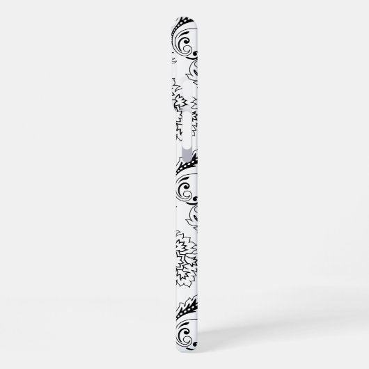 Rococo Damask Line Pattern Black on White iPhone Hoesje (Linkerkant)