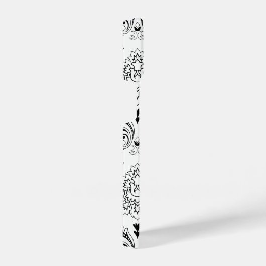 Rococo Damask Line Pattern Black on White iPhone Hoesje (Rechterkant)