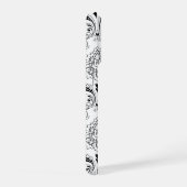 Rococo Damask Line Pattern Black on White iPhone Hoesje (Rechterkant)