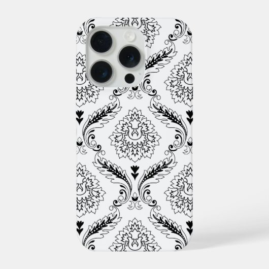 Rococo Damask Line Pattern Black on White iPhone Hoesje (Achterkant)