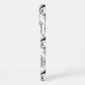 Rococo Damask Line Pattern Black on White iPhone Hoesje (Linkerkant)