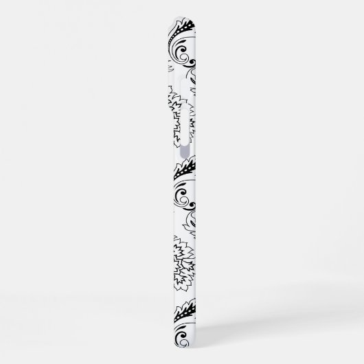Rococo Damask Line Pattern Black on White iPhone Hoesje (Linkerkant)