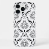 Rococo Damask Line Pattern Black on White iPhone Hoesje (Achterkant)