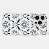 Rococo Damask Line Pattern Black on White iPhone Hoesje (Achterkant horizontaal)