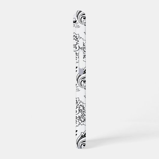 Rococo Damask Line Pattern Black on White iPhone Hoesje (Linkerkant)