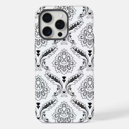 Rococo Damask Line Pattern Black on White iPhone Hoesje (Achterkant)