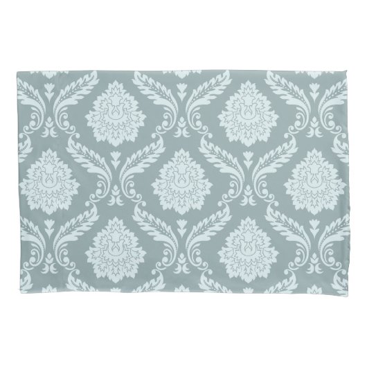 Rococo Damask Patroon Eendenei Blauw+Teal Kussensloop (Voorkant)