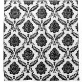 Rococo Damask Pattern Black on White Douchegordijn (Voorkant)