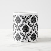 Rococo Damask Pattern Black on White Extra Grote Beker (Voorkant)