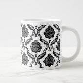Rococo Damask Pattern Black on White Extra Grote Beker (Rechts)