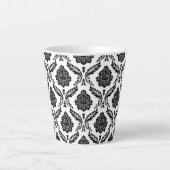 Rococo Damask Pattern Black on White Latte Mok (Voorkant)