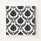 Rococo Damask Pattern Black on White Notitieboek (Achterkant)