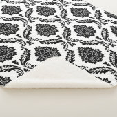 Rococo Damask Pattern Black on White Sherpa Deken (3/4)