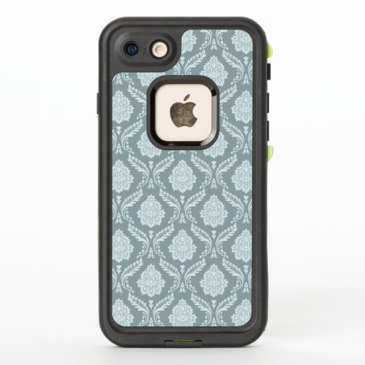 Rococo Damask Pattern Duck Egg Blue+Teal (Achterkant)