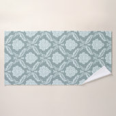 Rococo Damask Pattern Duck Egg Blue+Teal (Serviette de bain)