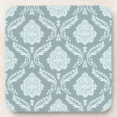 Rococo Damask Pattern Duck Egg Blue+Teal Bier Onderzetter (Voorkant)