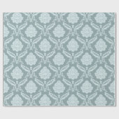 Rococo Damask Pattern Duck Egg Blue+Teal Cadeaupapier (Vlak)