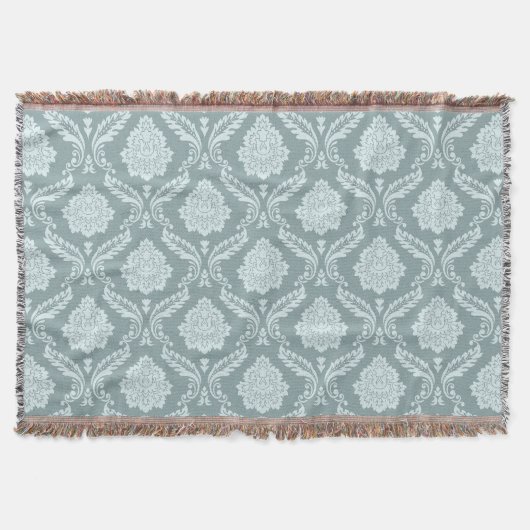 Rococo Damask Pattern Duck Egg Blue+Teal Deken (Voorkant)