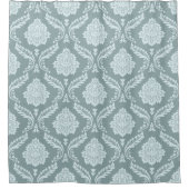 Rococo Damask Pattern Duck Egg Blue+Teal Douchegordijn (Voorkant)