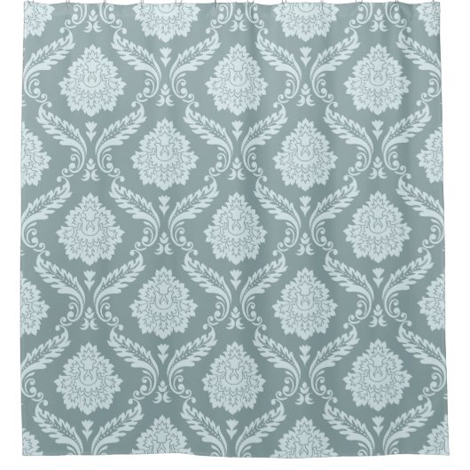 Rococo Damask Pattern Duck Egg Blue+Teal Douchegordijn (Voorkant)