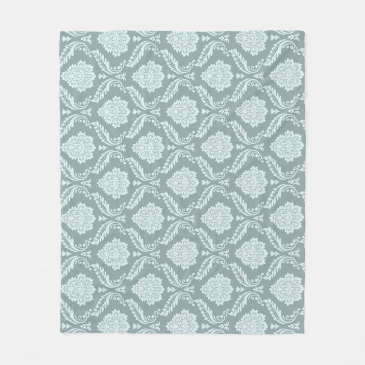 Rococo Damask Pattern Duck Egg Blue+Teal Fleece Deken (Voorkant)