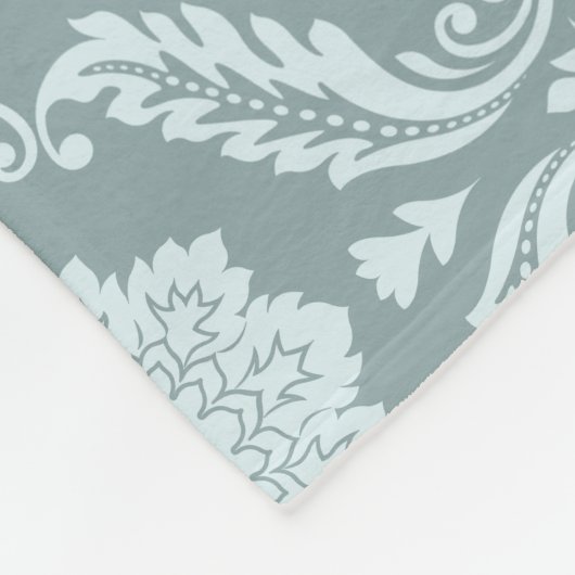 Rococo Damask Pattern Duck Egg Blue+Teal Fleece Deken (Hoek)