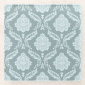Rococo Damask Pattern Duck Egg Blue+Teal Glazen Onderzetter (Voorkant)
