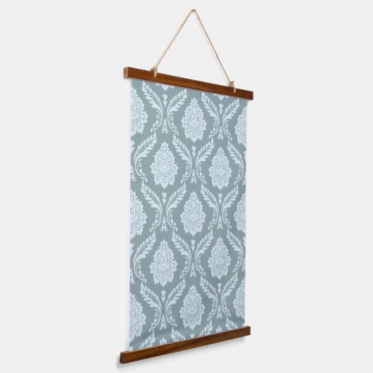 Rococo Damask Pattern Duck Egg Blue+Teal Hangend Wandkleed (Gebogen)